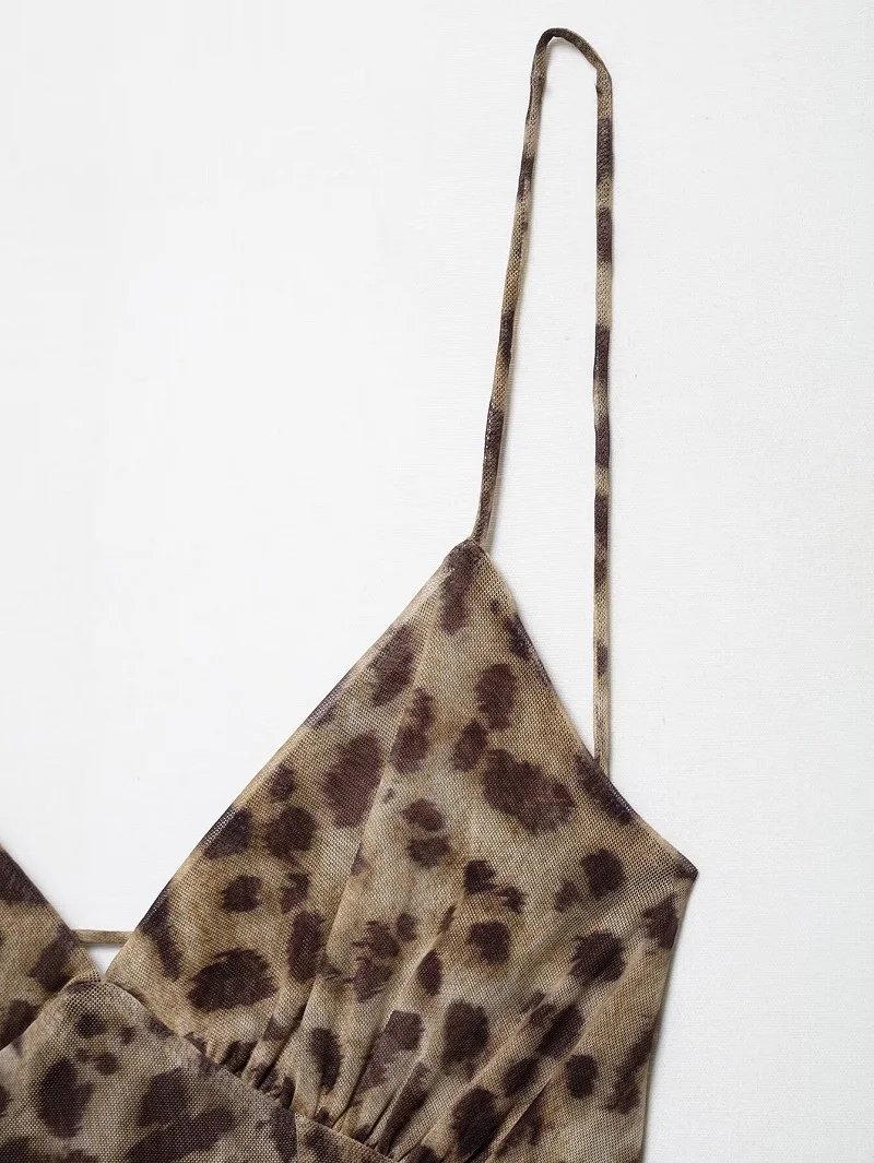 Women 2026 Leopard Print Tulle Mini Dress – Sexy Backless Draped Party Style - Image 10