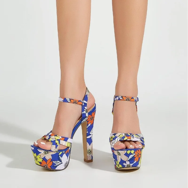 Women’s Floral Print Platform Sandals – 14CM Super High Heels - Image 3
