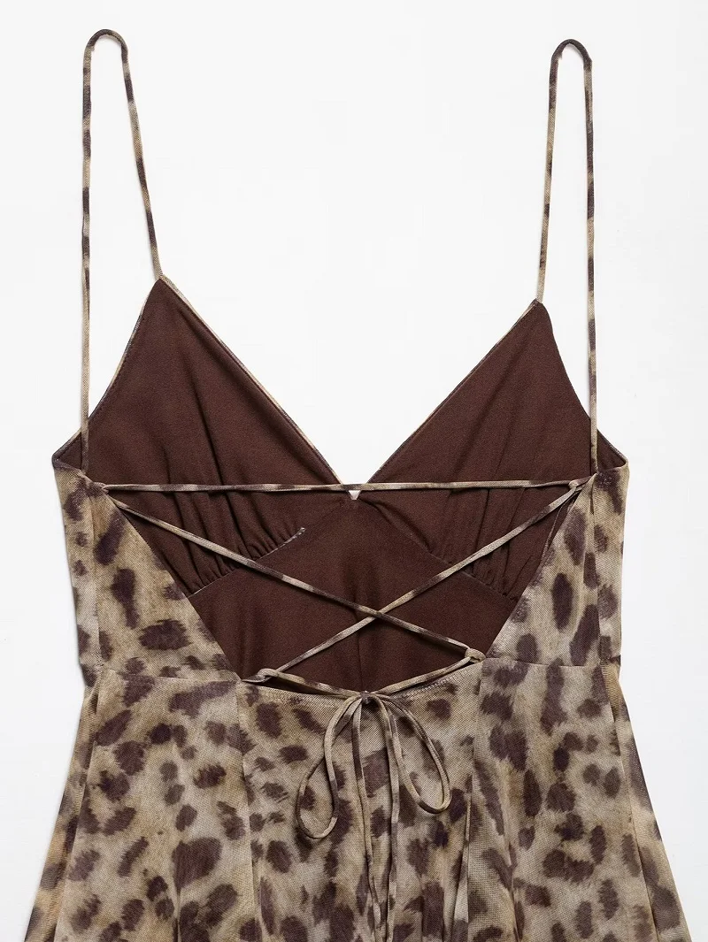 Women 2026 Leopard Print Tulle Mini Dress – Sexy Backless Draped Party Style - Image 13