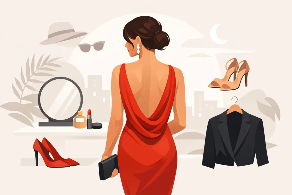 How to Style a Red Draped Backless Dress